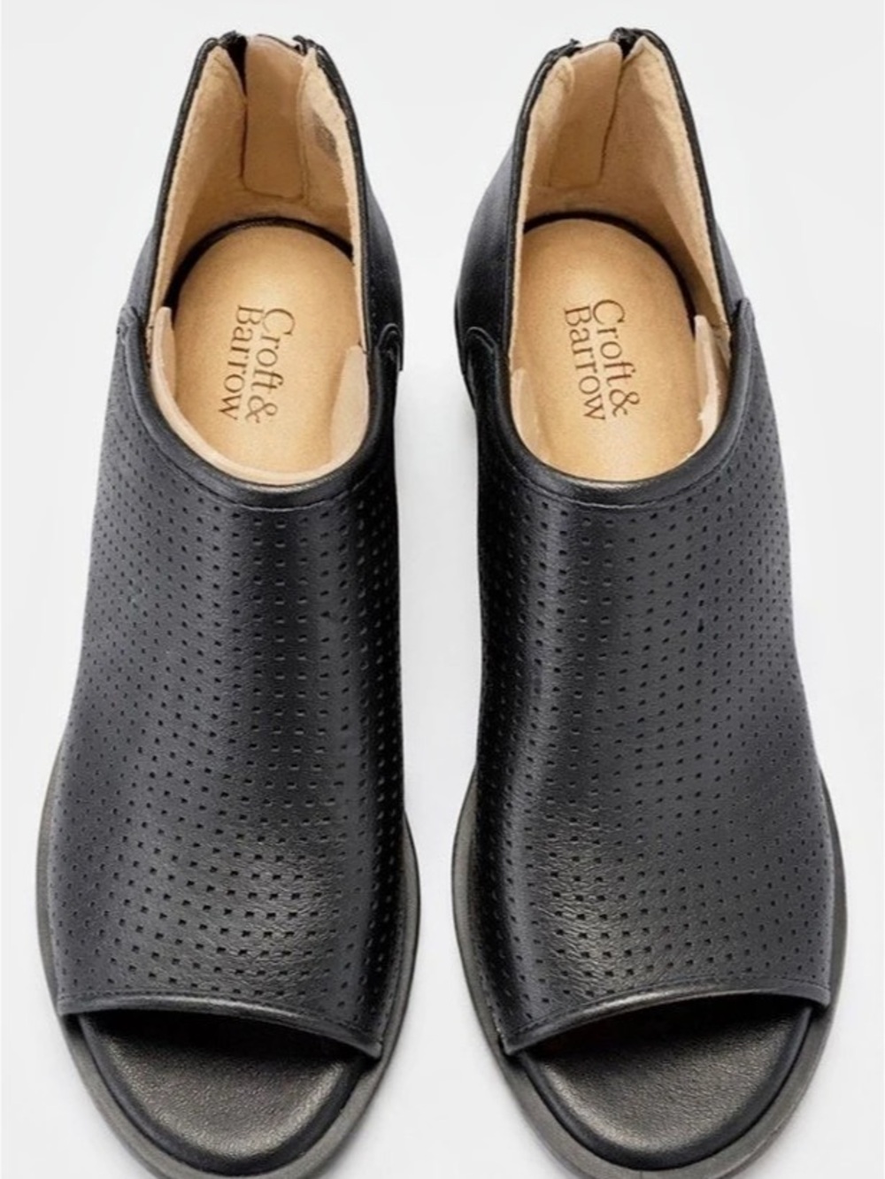 New Croft and Barrow open Peep Toe Wedge Heels in Black US 7.5